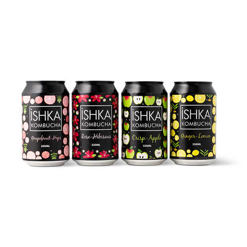 Group row of Ishka Kombucha cans product image 2024